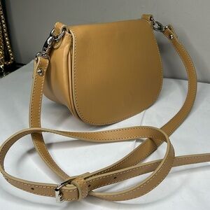 Jane August Camel Tan Brown Leather Crossbody Bag